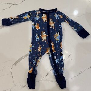 Little Sleepies Bluey Cartoon Print Kids Footie